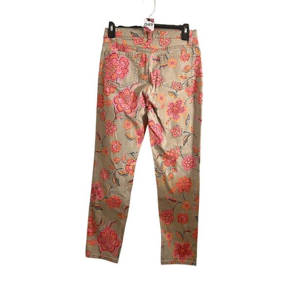 Jones New York Womens Pants 4 Pink Floral Skinny Ankle Jeans - Picture 2 of 3